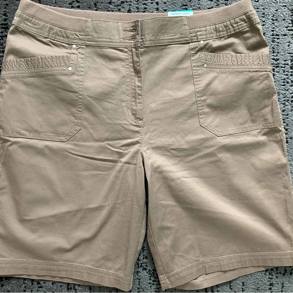Karen Scott Women's Elastic Waist Brown Shorts NWT Sz16